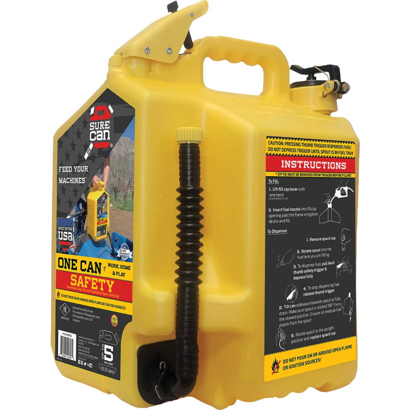 SureCan 5 Gal. Plastic Diesel Safety Fuel Can, Yellow Image 1