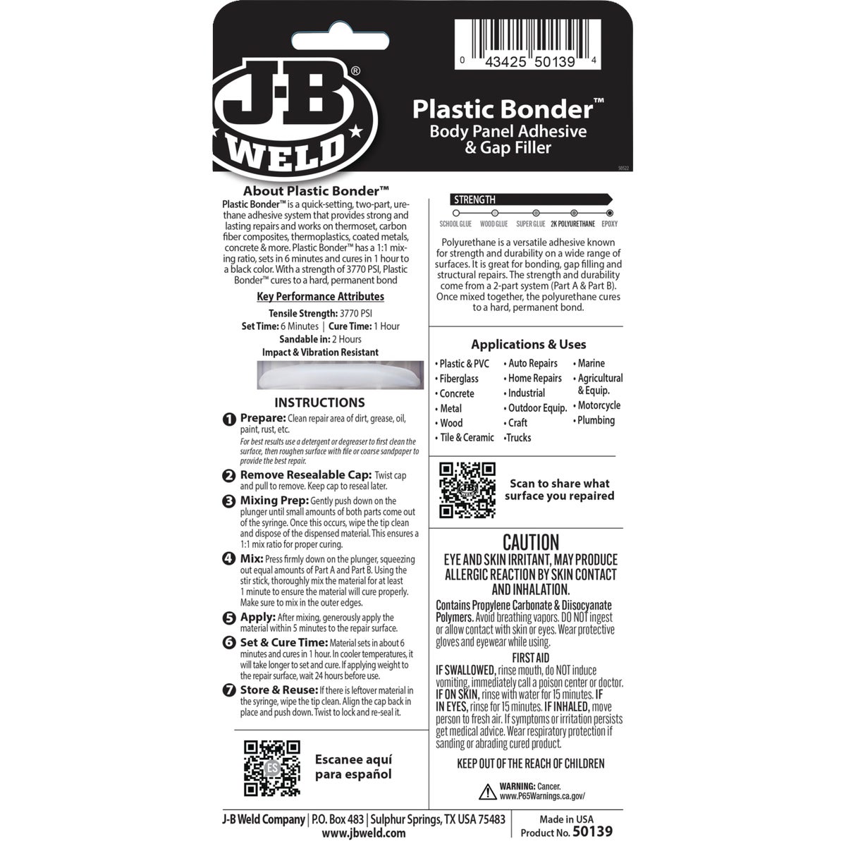 J-B Weld 0.85 Oz. Plastic Bonder Epoxy Syringe, Black Image 7