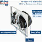 Broan-NuTone 120V 80CFM Genuine Replacement Bath Fan Motor Assembly Image 2