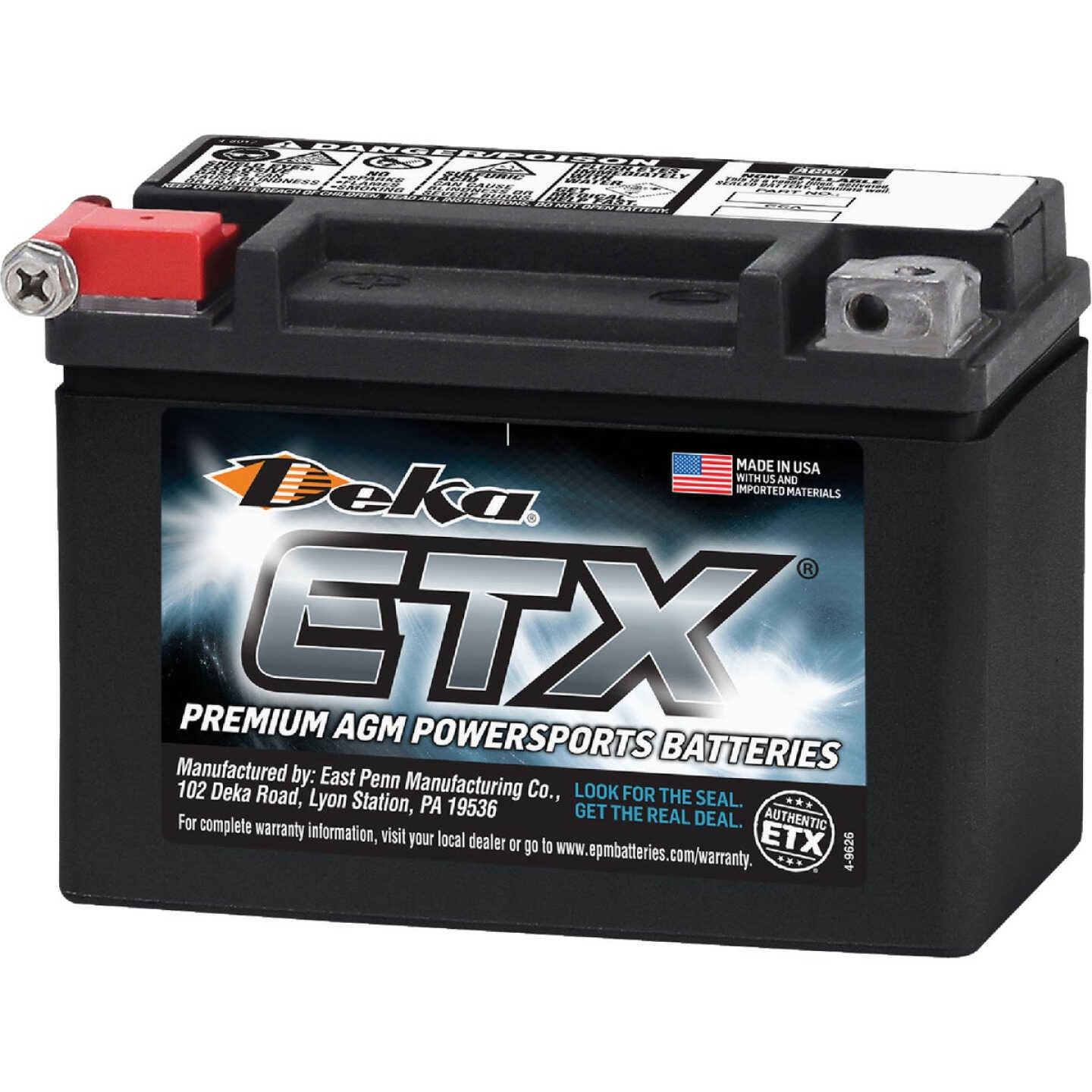 Deka 12V 120 CCA ETX9 AGM Powersport Battery Image 1