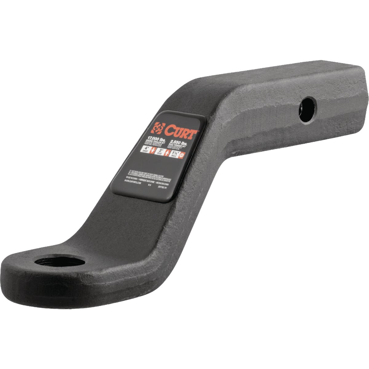 CURT 17000 Lb. 4 In. Drop 3 In. Rise 1-1/4 In. Hole Forged Trailer Hitch Ball Mount fits 2 In. Receiver