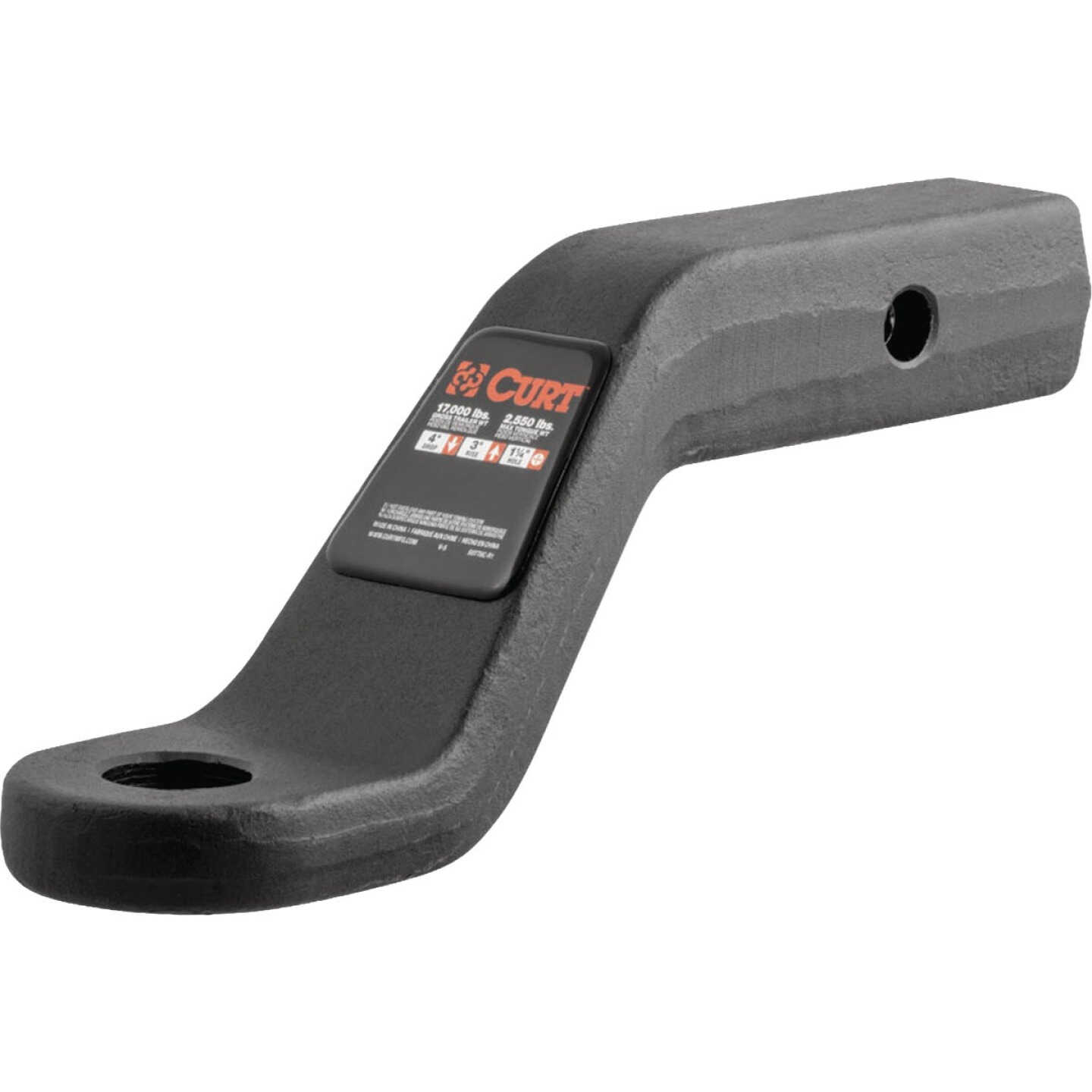CURT 17000 Lb. 4 In. Drop 3 In. Rise 1-1/4 In. Hole Forged Trailer Hitch Ball Mount fits 2 In. Receiver Image 1