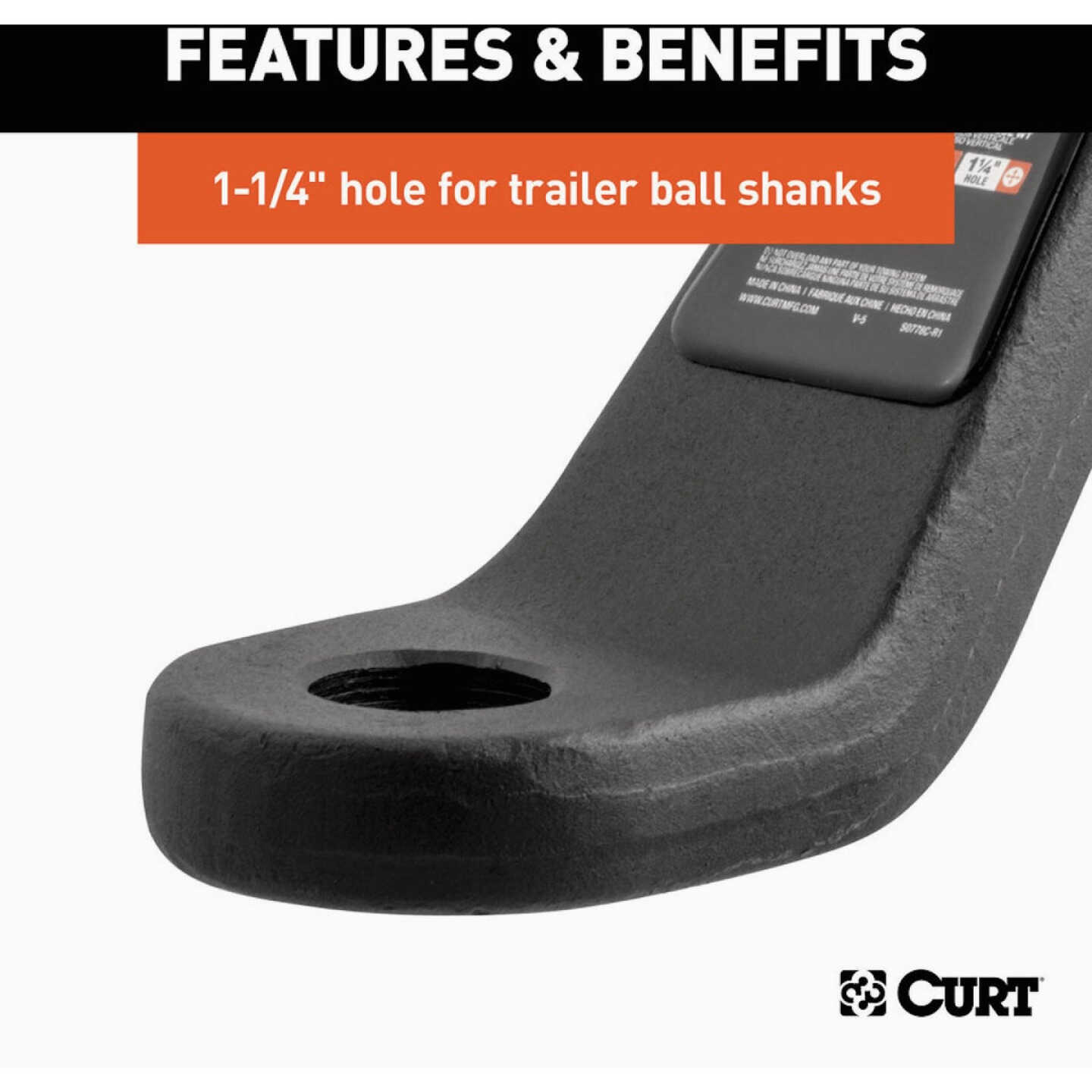 CURT 17000 Lb. 4 In. Drop 3 In. Rise 1-1/4 In. Hole Forged Trailer Hitch Ball Mount fits 2 In. Receiver Image 5