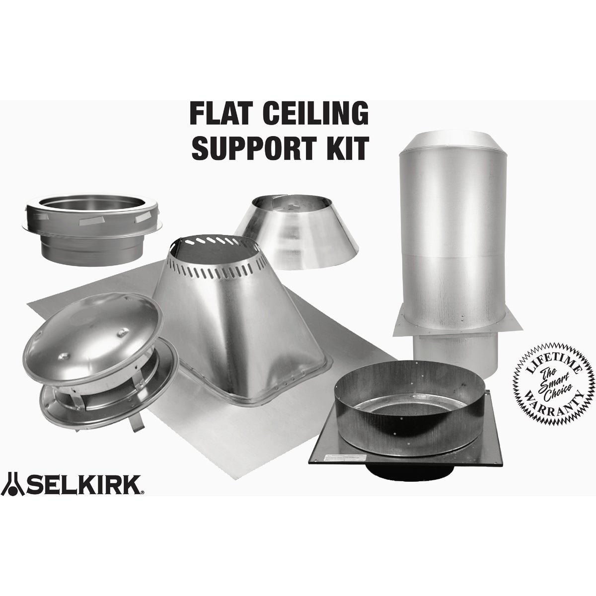 Selkirk Sure-Temp 8 In. Stainless Steel Flat Ceiling Chimney Support Kit Image 1