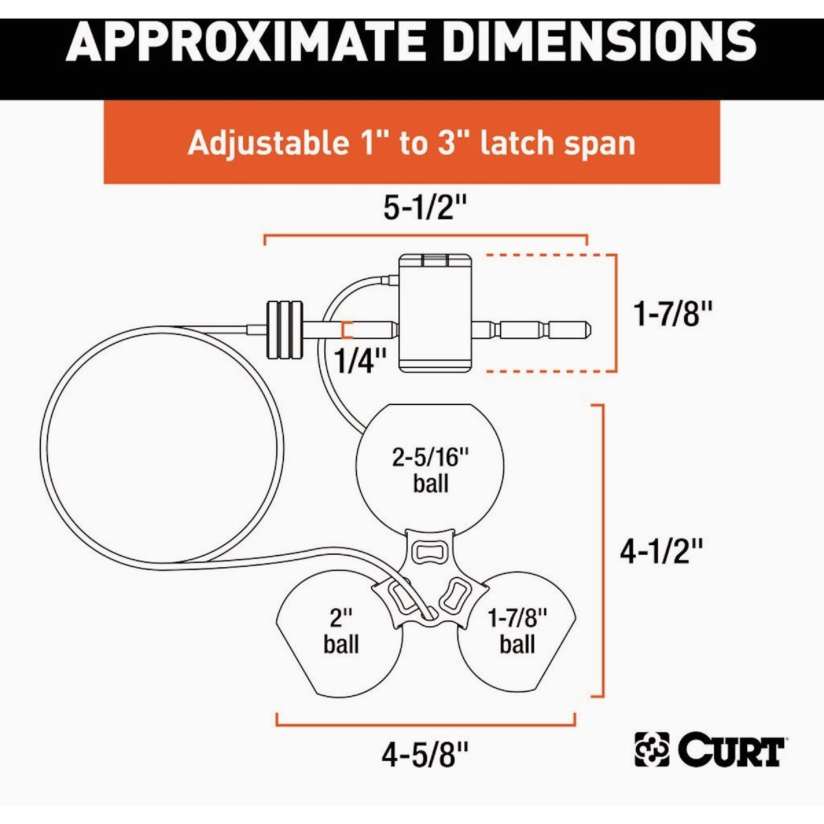 CURT 1-7/8 to 2-5/16 In. Universal Tri-Ball Trailer Coupler Lock Image 2