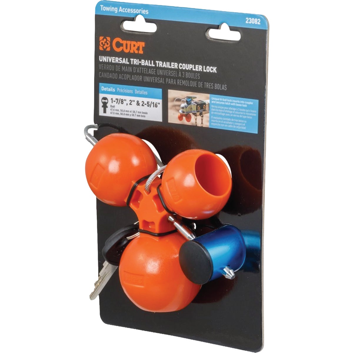 CURT 1-7/8 to 2-5/16 In. Universal Tri-Ball Trailer Coupler Lock Image 4