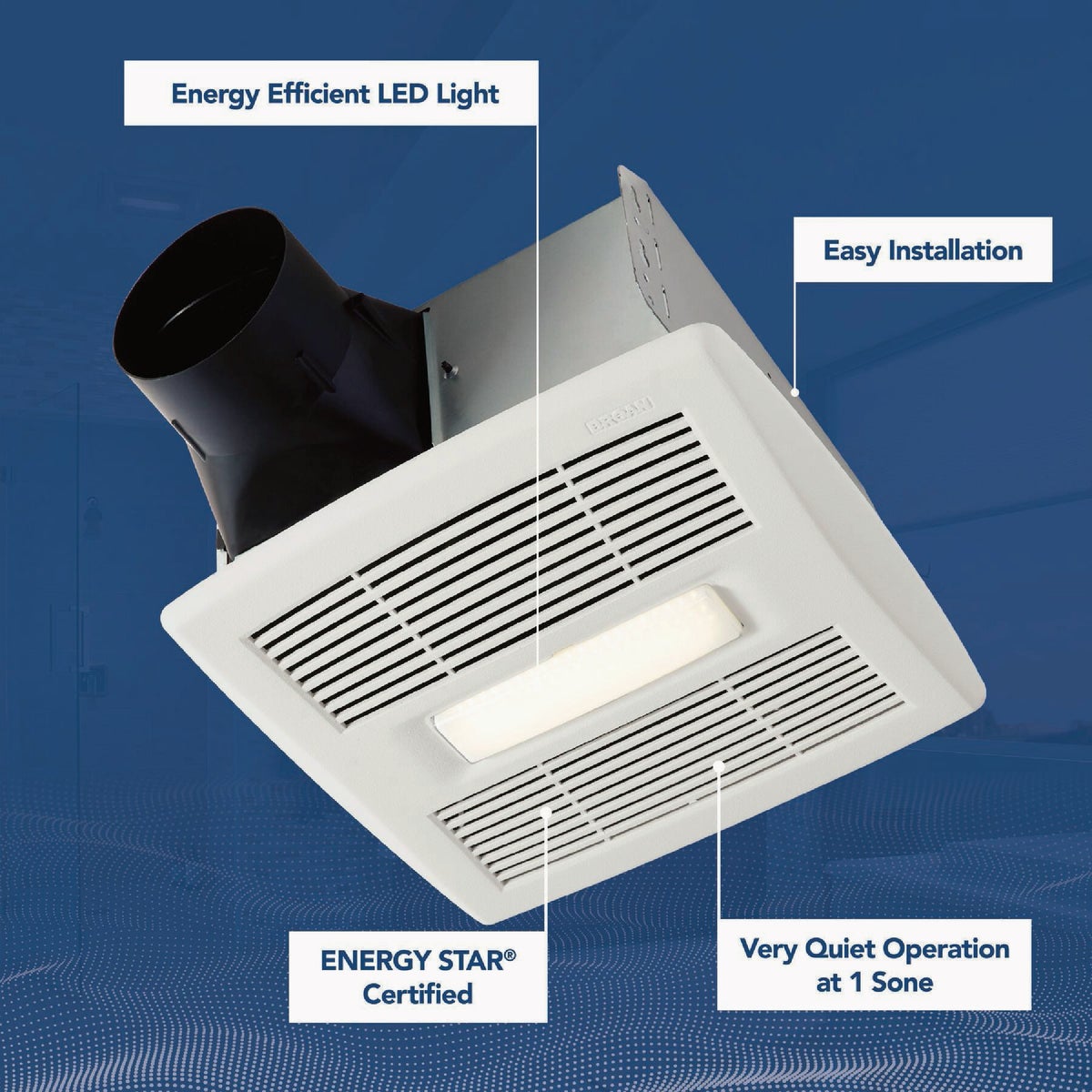Broan-NuTone Flex Series 110 CFM 1.0 Sones 120V Bath Exhaust Fan with Light Image 3