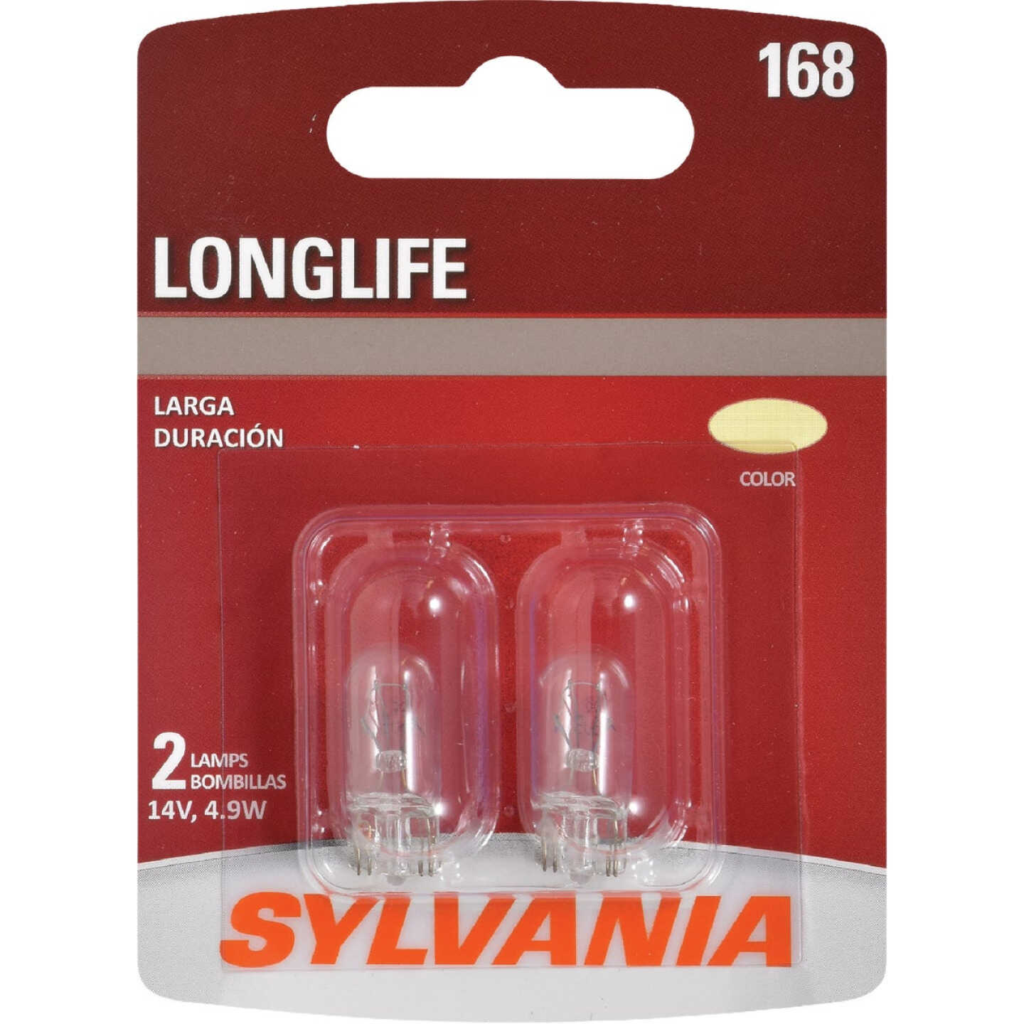 Sylvania 168 Long Life 12V Mini Incandescent Automotive Bulb (2-Pack) Image 1