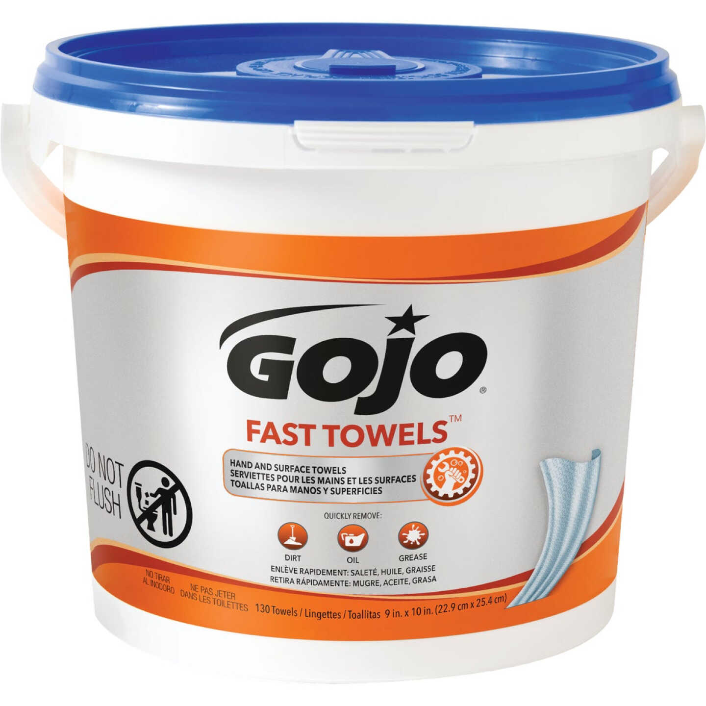 GOJO Fast Towels Multi-Purpose Heavy Duty Hand Cleaner Wipes, Fresh Citrus (130 Ct.) Image 1