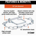 CURT 1/4 In. Trailer Coupler Pin with 12 In. Chain Image 2