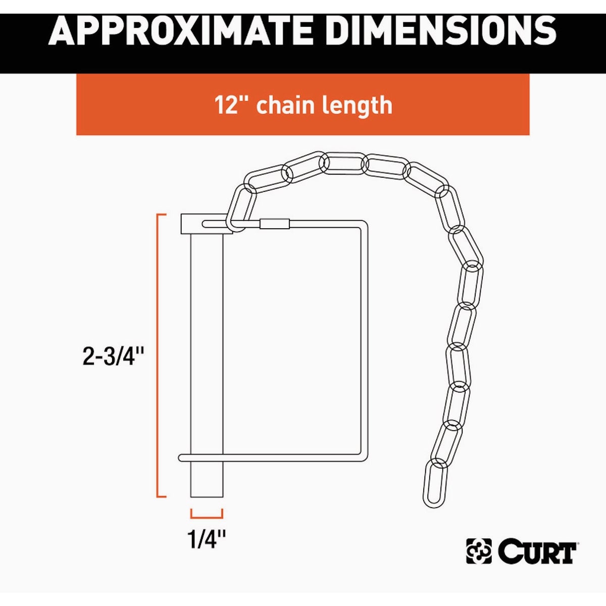 CURT 1/4 In. Trailer Coupler Pin with 12 In. Chain Image 3
