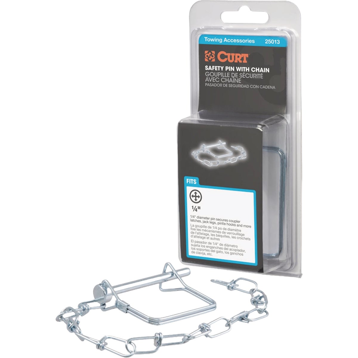 CURT 1/4 In. Trailer Coupler Pin with 12 In. Chain Image 6