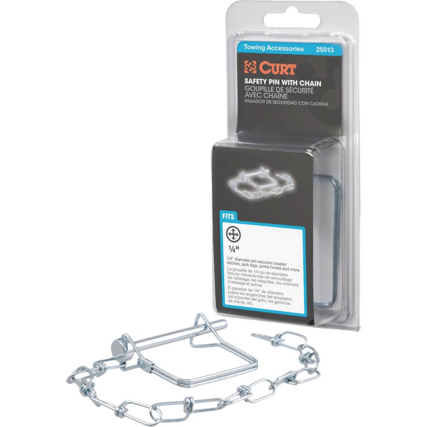 CURT 1/4 In. Trailer Coupler Pin with 12 In. Chain Image 6