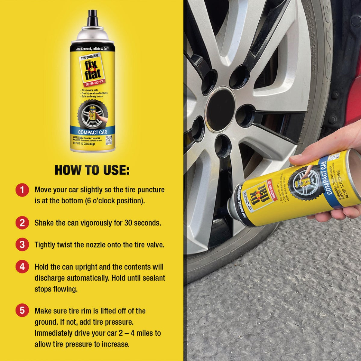 Fix-A-Flat 12 Oz. Cone Top Eco Friendly Tire Inflator/Sealer Image 2
