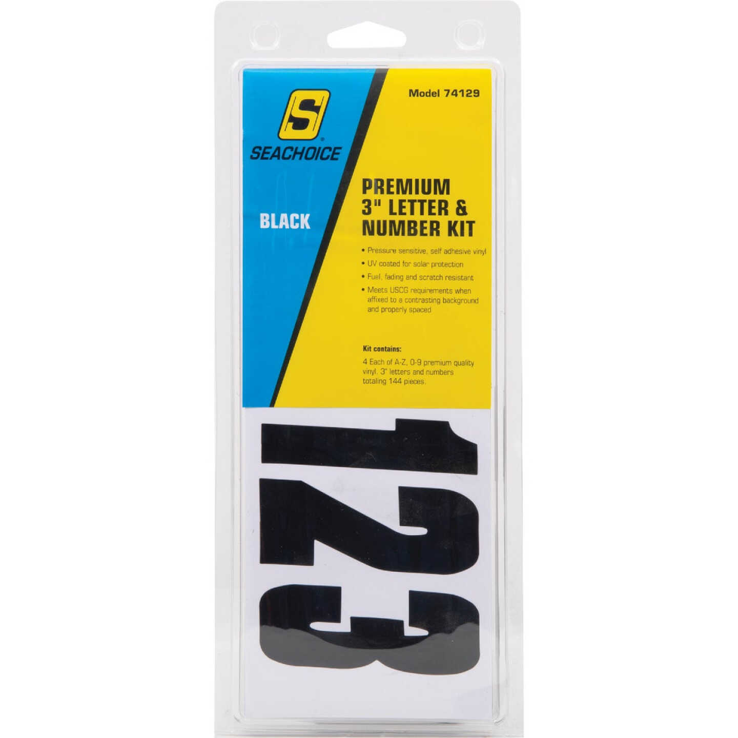 Seachoice 3-1/4 In. Black Solid Vinyl Letter & Number Kit Image 1
