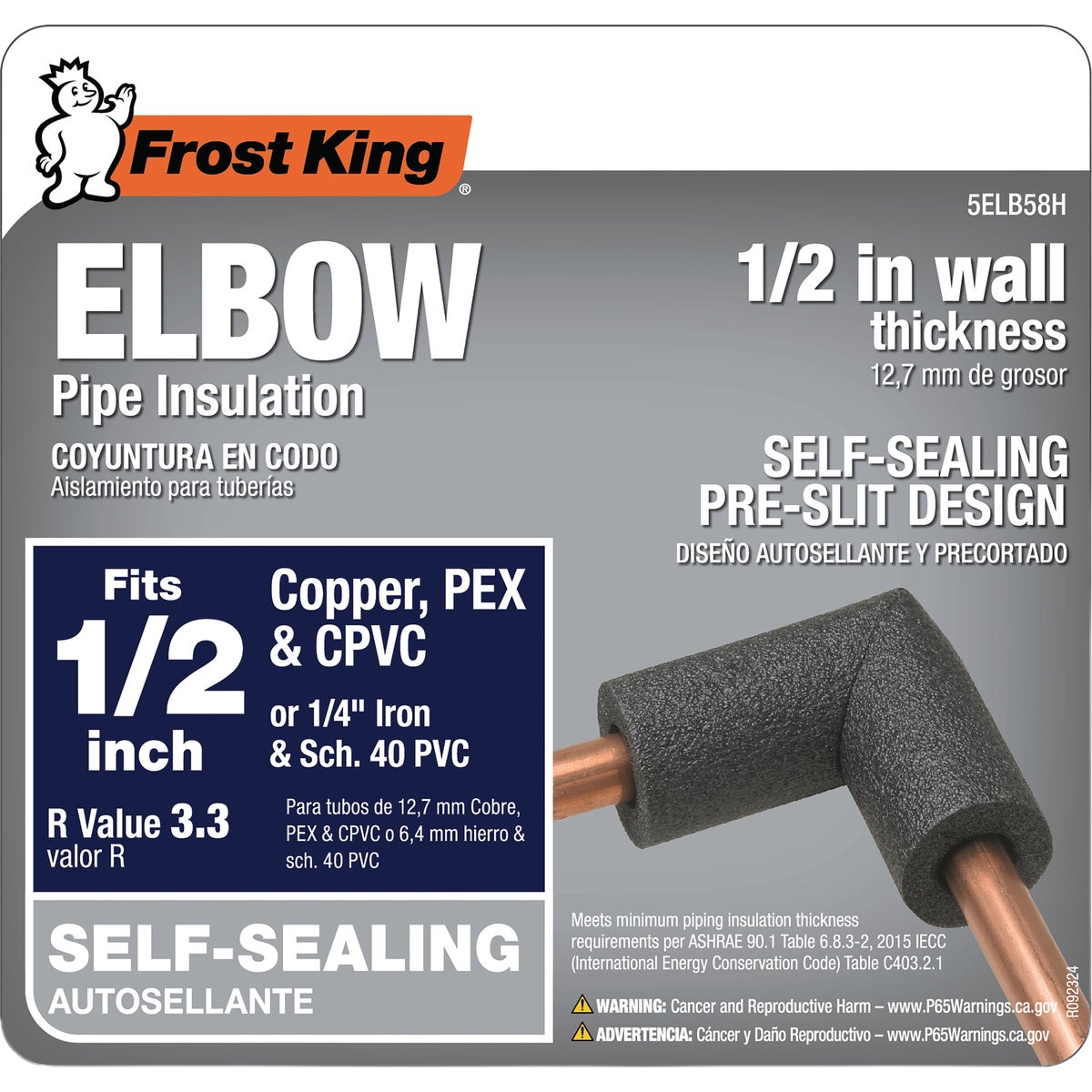 Frost King Gray Polyethylene Foam Elbow Pipe Insulation for 1/2 In. Copper Pipe Image 2