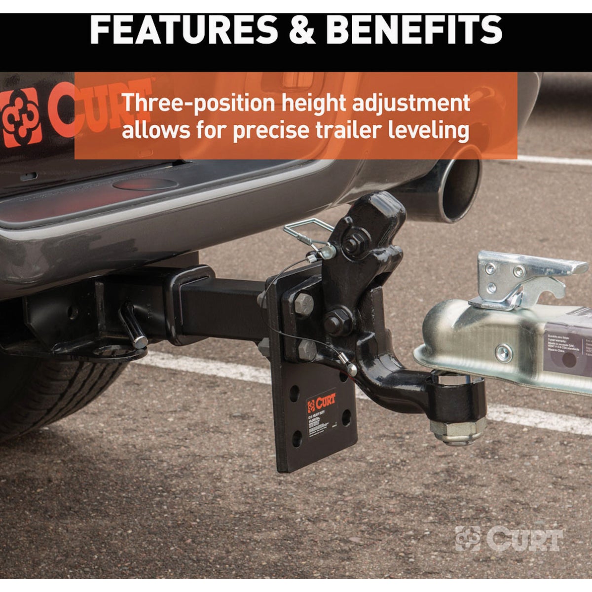 CURT 2 In. Adjustable Pintle Mount, 10,000 Lb. Capacity Image 4