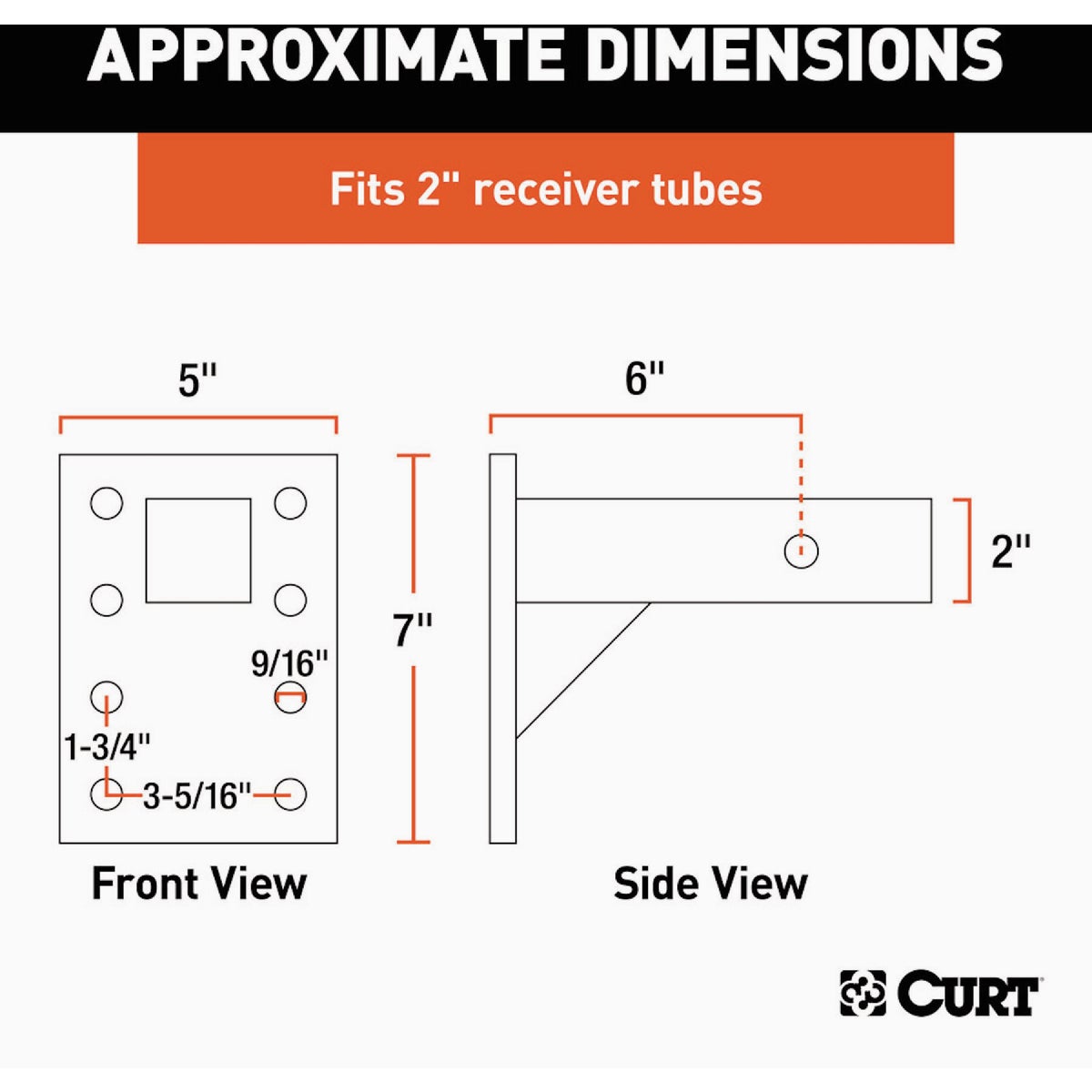 CURT 2 In. Adjustable Pintle Mount, 10,000 Lb. Capacity Image 2