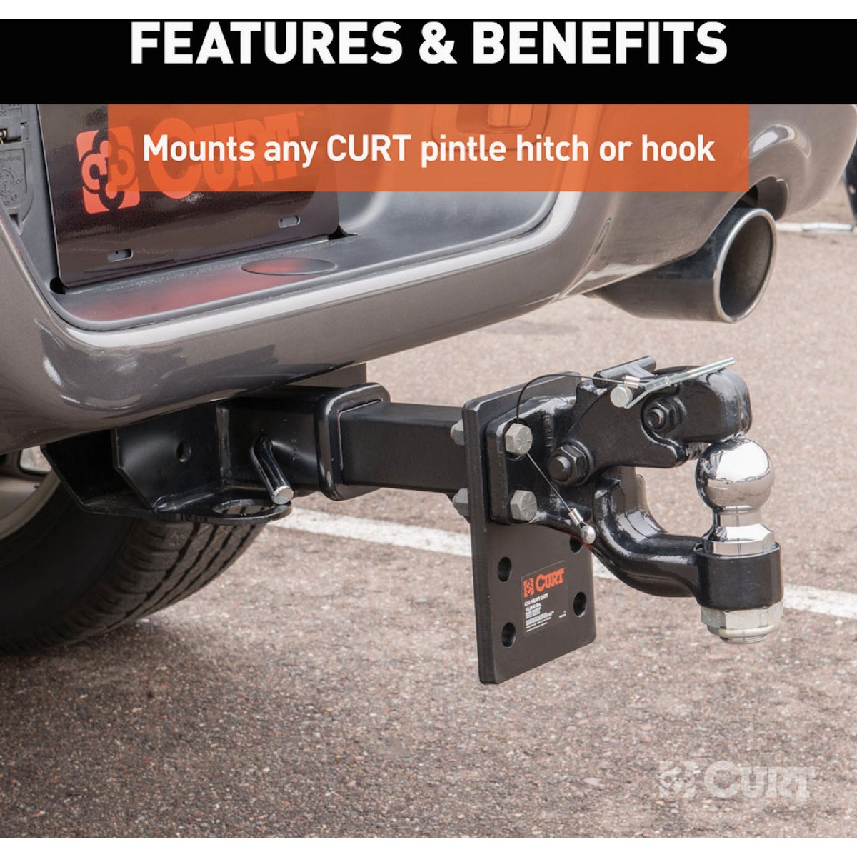 CURT 2 In. Adjustable Pintle Mount, 10,000 Lb. Capacity Image 5