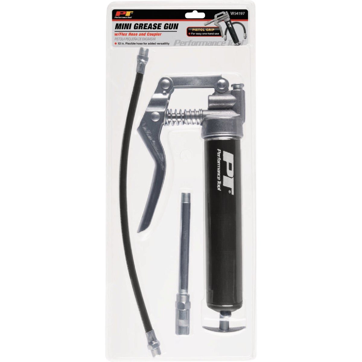 Performance Tool Mini Pistol Grip Grease Gun with Flex Hose Image 4