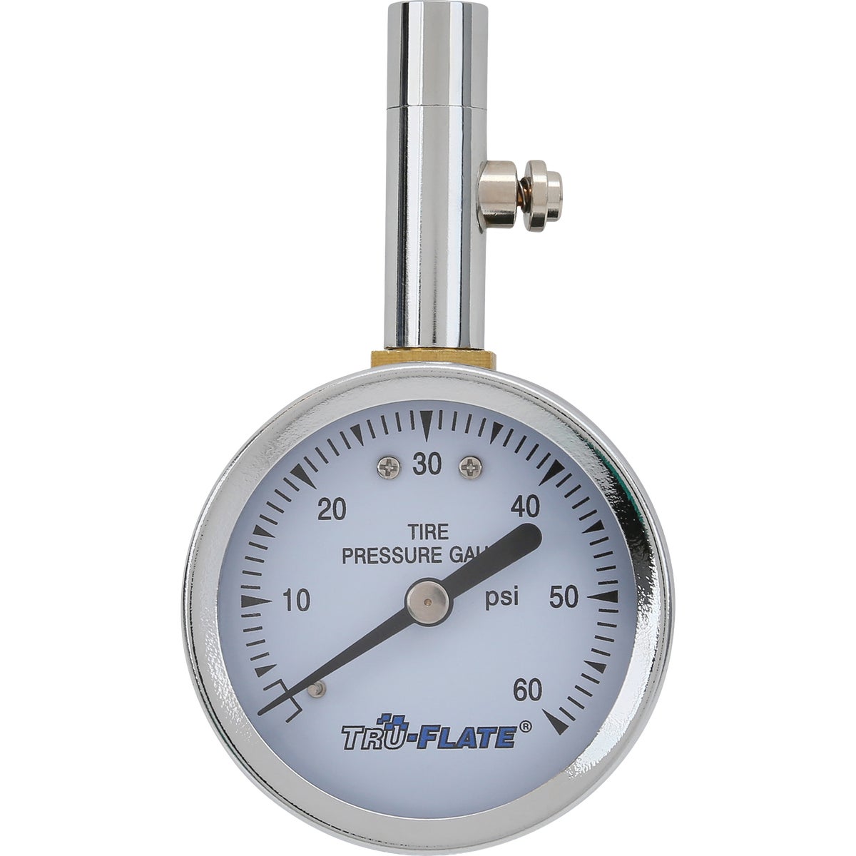 Tru-Flate 10-60 PSI Nickel-Plated Dial Tire Gauge