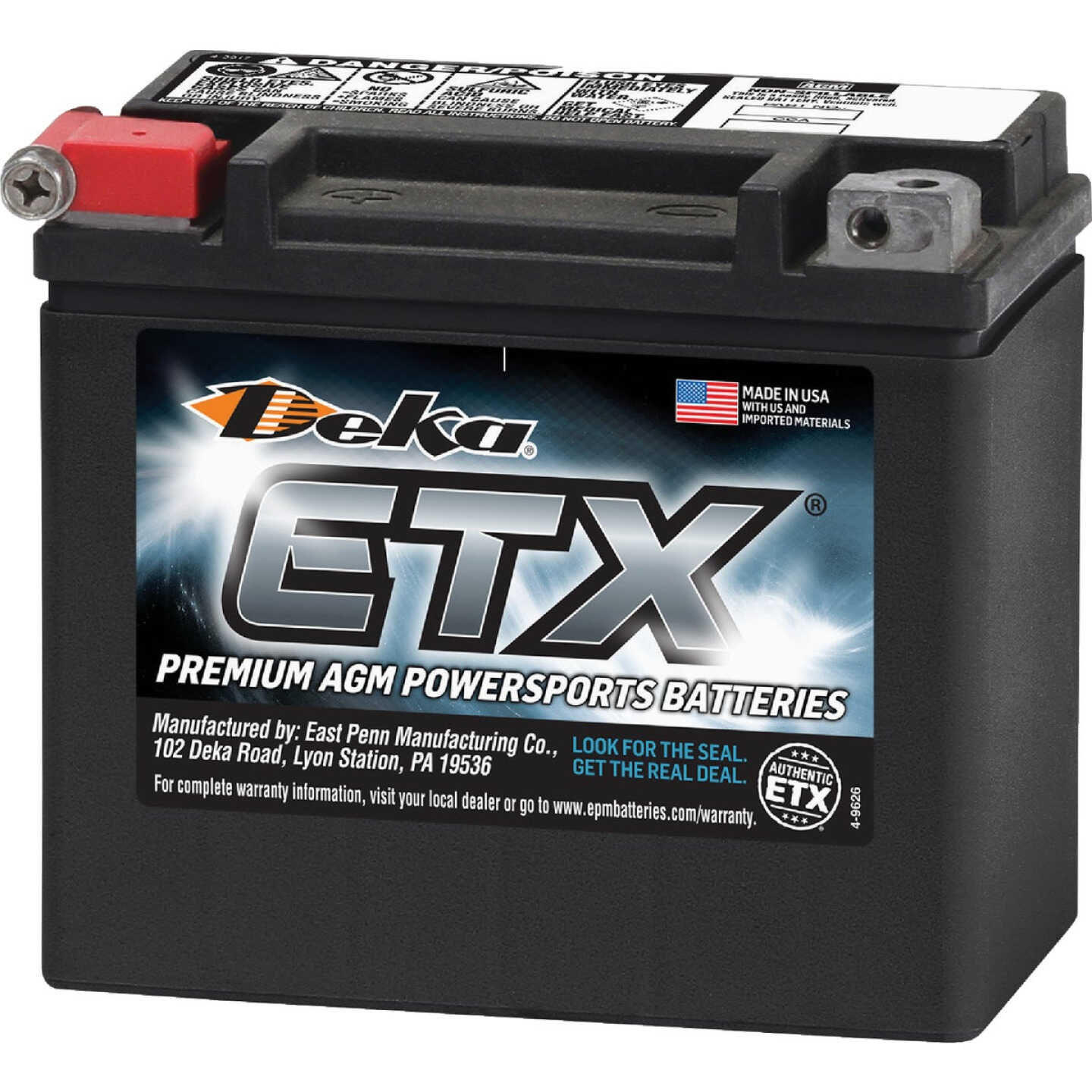 Deka 12V 180 CCA ETX12 AGM Powersport Battery Image 1