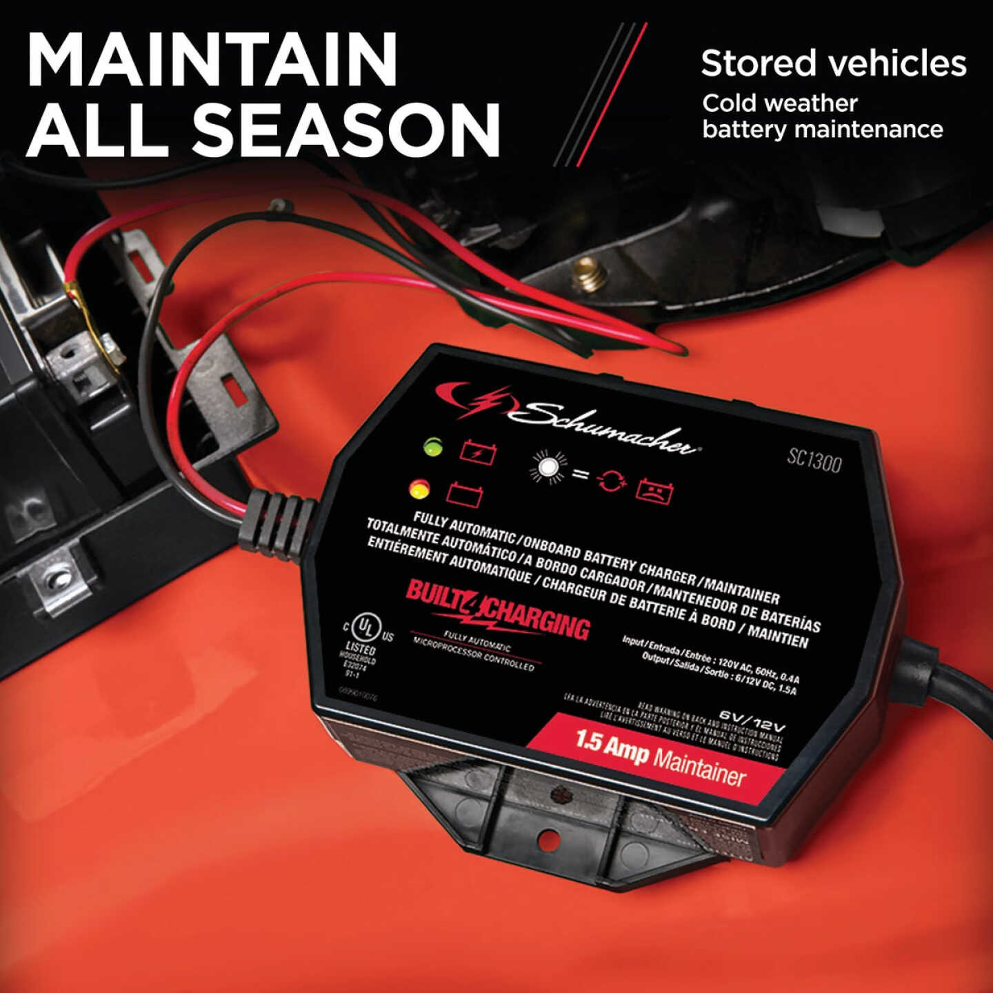 Schumacher Automatic 12V 1.5A Auto Battery Charger/Maintainer Image 4