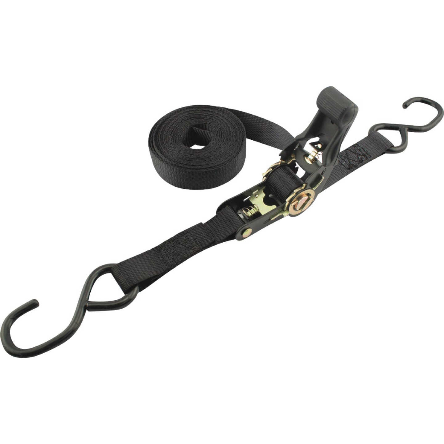 Erickson 1 In. x 15 Ft. 1200 Lb. Ratchet Strap with S-Hooks & Soft Grip Ratchet Handle Image 1