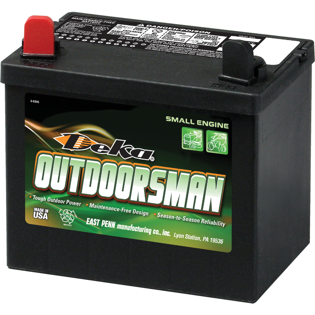 Deka Outdoorsman 12-Volt Lawn & Garden 230 CCA Small Engine Battery, Left Front Positive Terminal Image 1