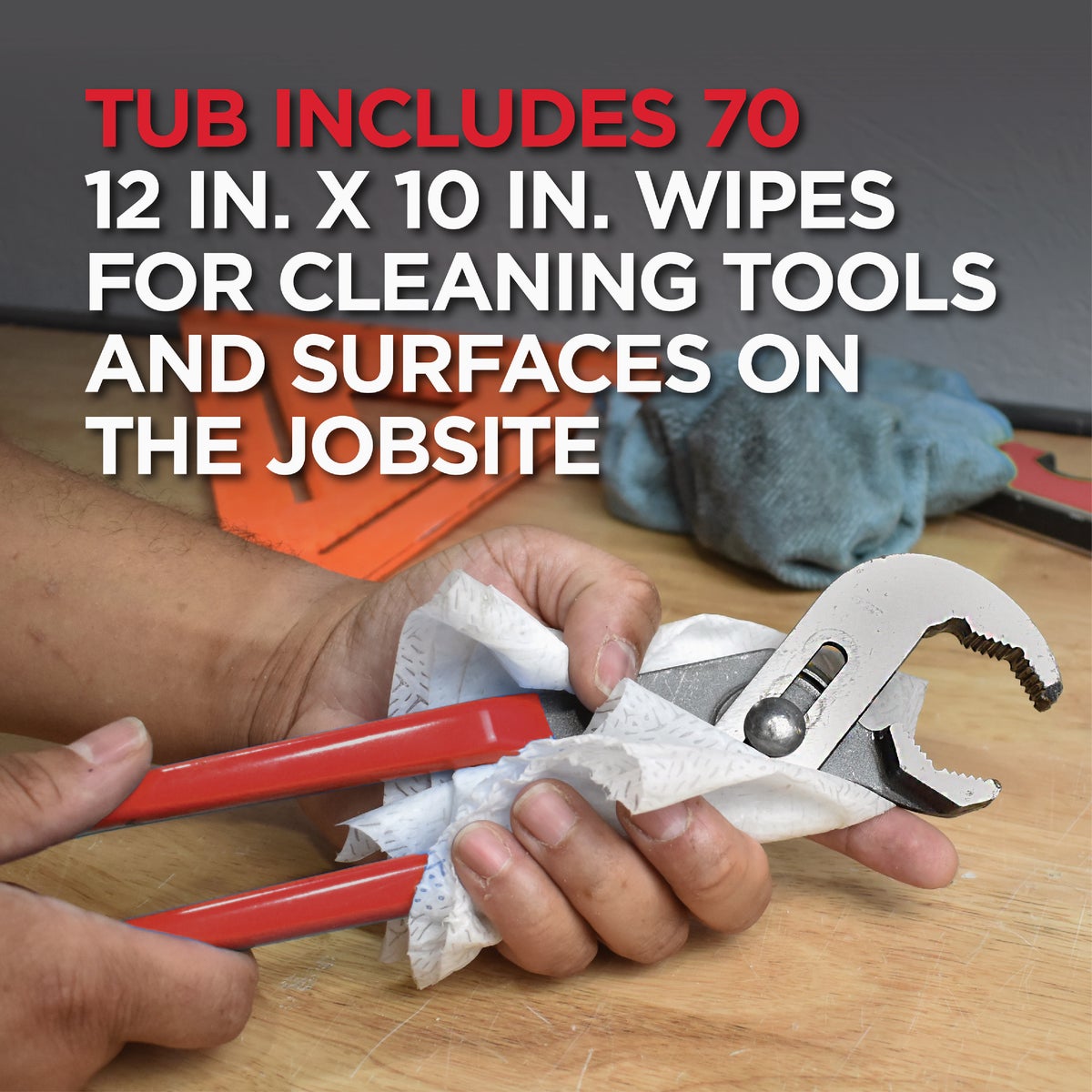 Hercules Multi-Purpose 12 In. x 10 In. Jobsite Wipes (70-Count) Image 2