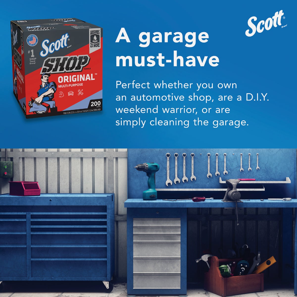 Scott 12 In. W x 10 In. L Disposable Original Shop Towel (200-Sheets) Image 3