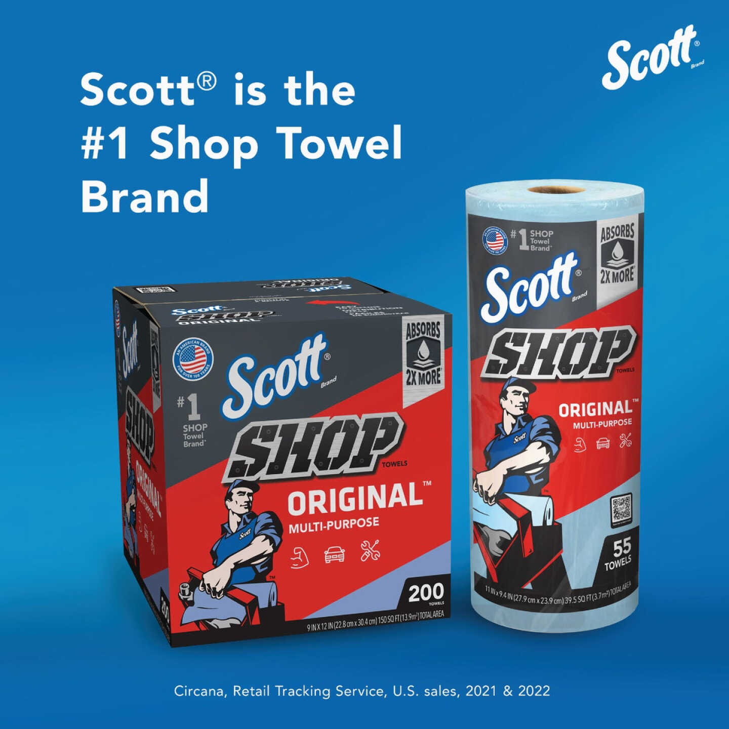Scott 11 In. W x 9.4 In. L Disposable Original Shop Towel (55-Sheets) Image 2