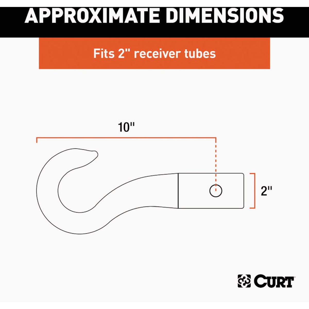 CURT 2 In. Forged Tow Hook Trailer Hitch Ball Mount Image 2