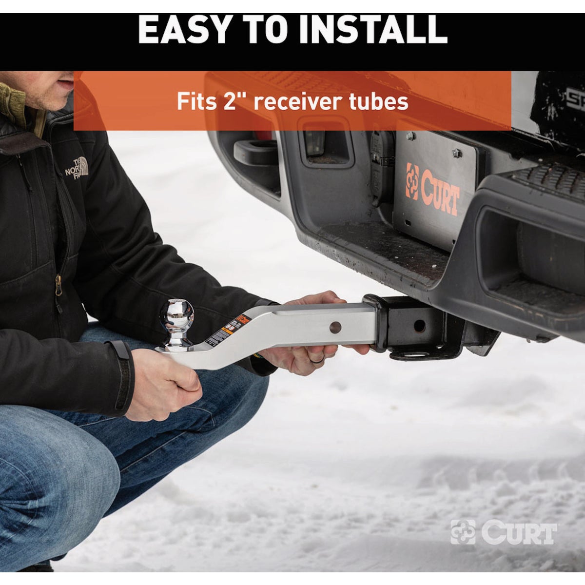 CURT 8000 Lb. 2 In. Drop 1 In. Rise 1 In. Hole Aluminum Trailer Hitch Ball Mount fits 2 In. Receiver Image 5