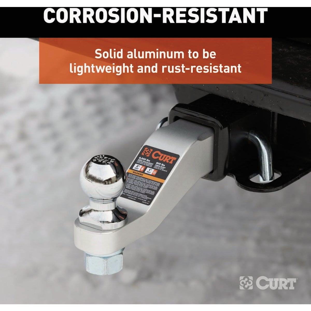 CURT 8000 Lb. 2 In. Drop 1 In. Rise 1 In. Hole Aluminum Trailer Hitch Ball Mount fits 2 In. Receiver Image 4