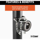CURT 2000 Lb. Pipe-Mount Swivel Jack with Side Handle, 15 In. Travel Image 3