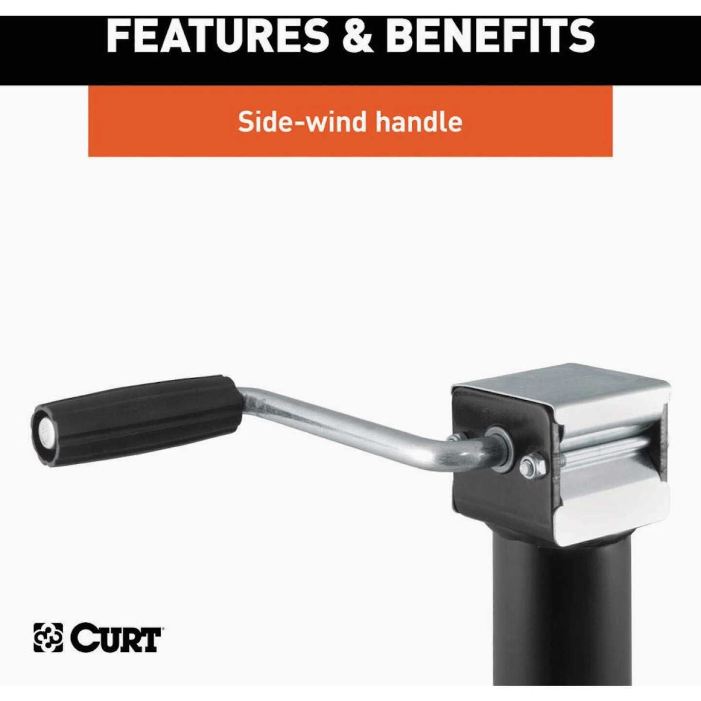 CURT 2000 Lb. Pipe-Mount Swivel Jack with Side Handle, 15 In. Travel Image 4