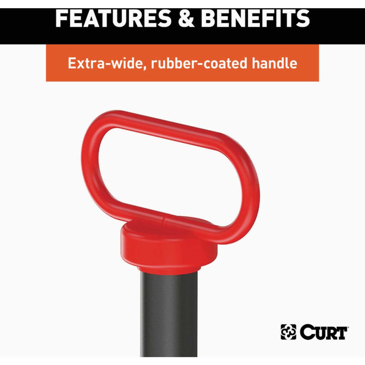 Curt 1 In. x 5-1/2 In. Rubber-Coated Handle & Clip Clevis Pin Hitch Image 3