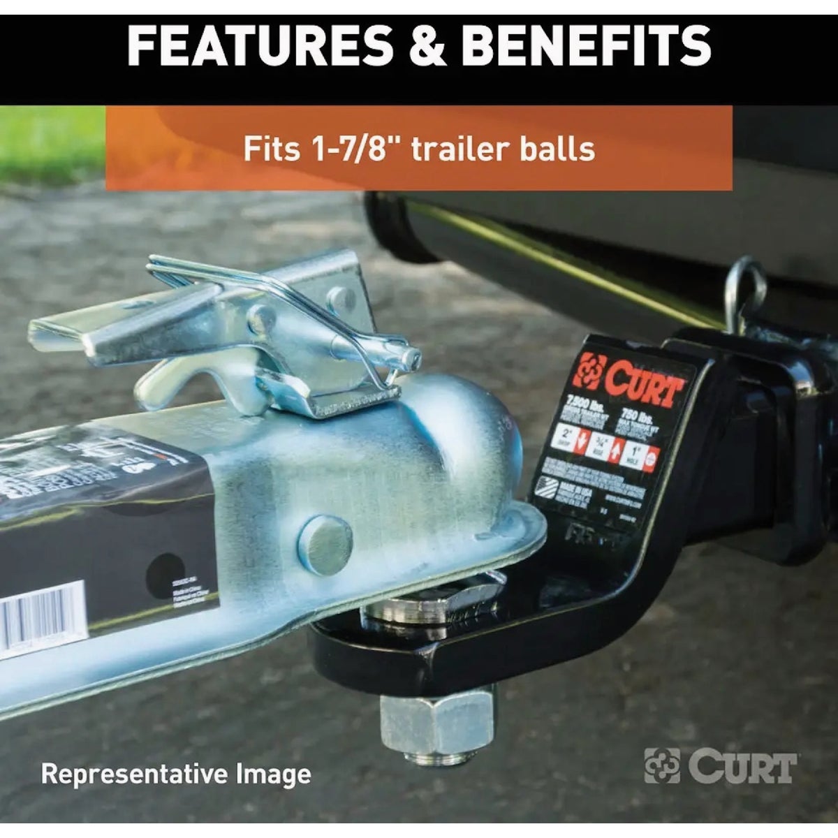 Curt 1-7/8 In. Zinc Posi-Lock Straight-Tongue Trailer Coupler, 2-1/2 In. Channel, 2,000 Lb. Strength Image 3