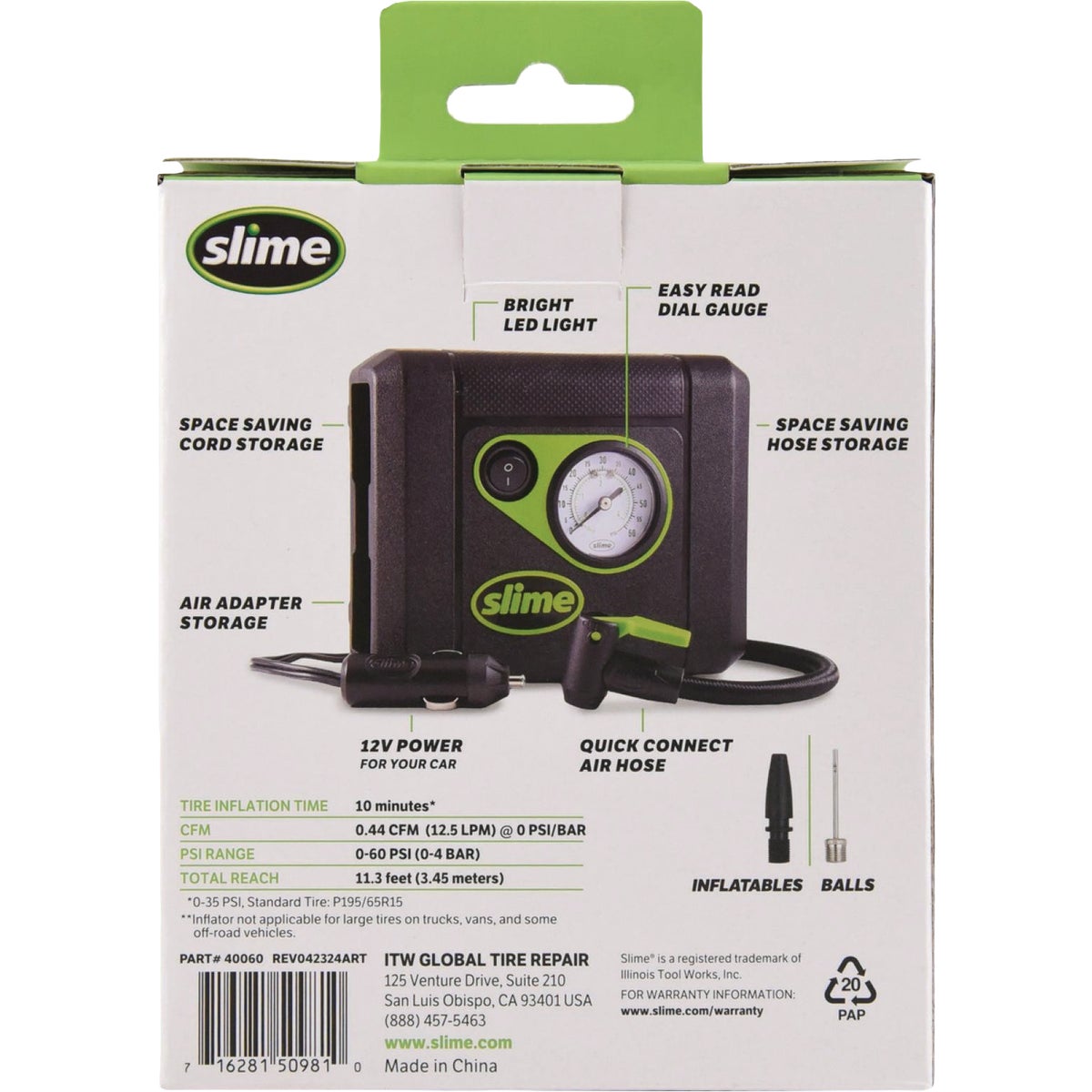 Slime 12V Compact Inflator Image 2