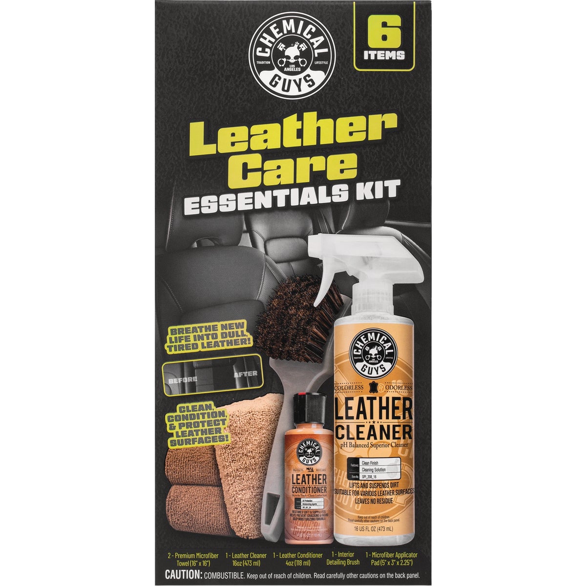 Chemical Guys Leather Care Essentials Kit (6-Piece) Image 1