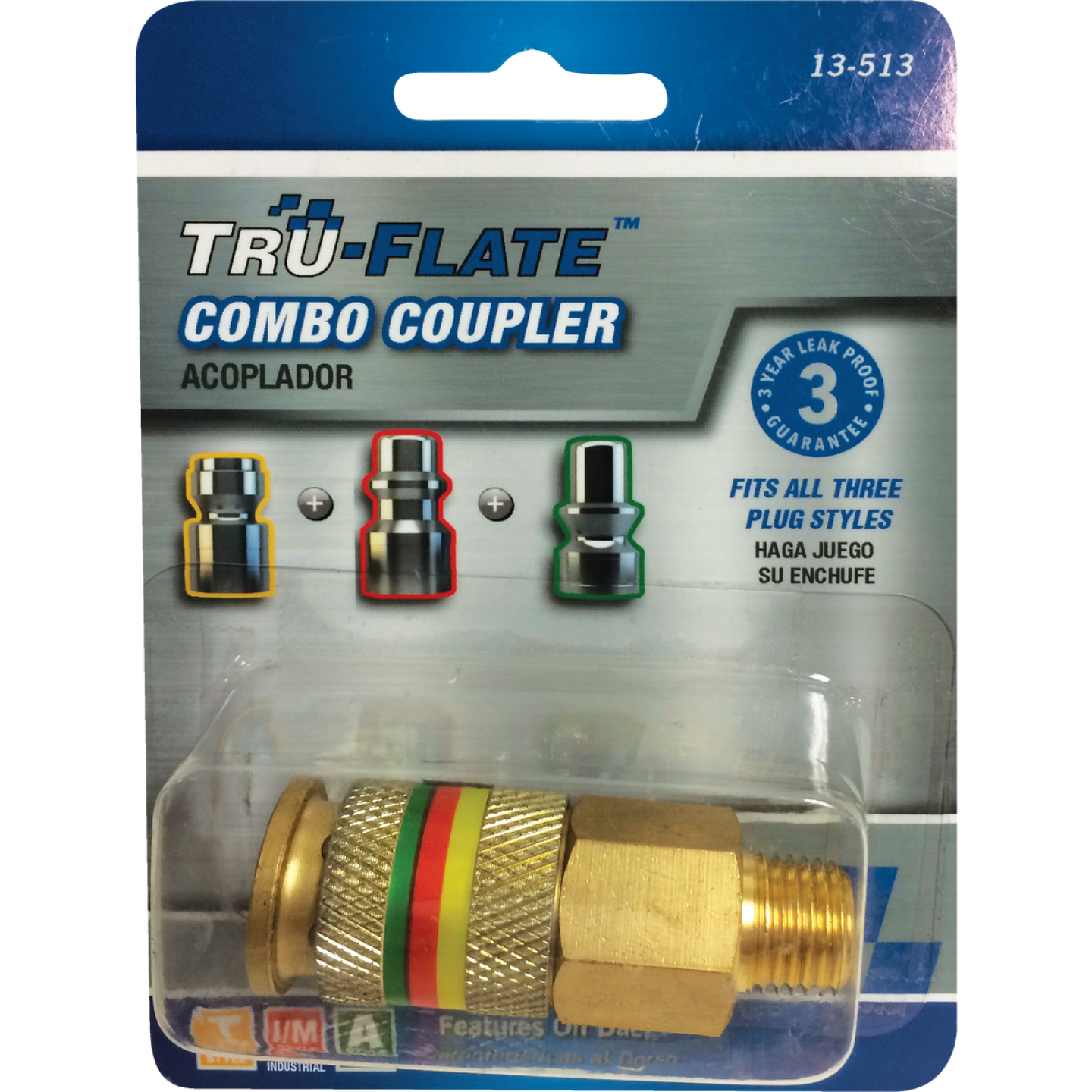 Tru-Flate Combo-Coupler 1/4 In. MNPT Brass Coupler Image 1