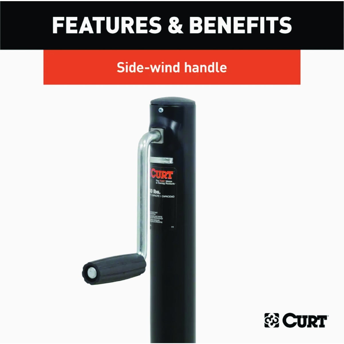 Curt 2000 Lb. A-Frame Jack With Side Handle, 14-1/2 In. Travel Image 3