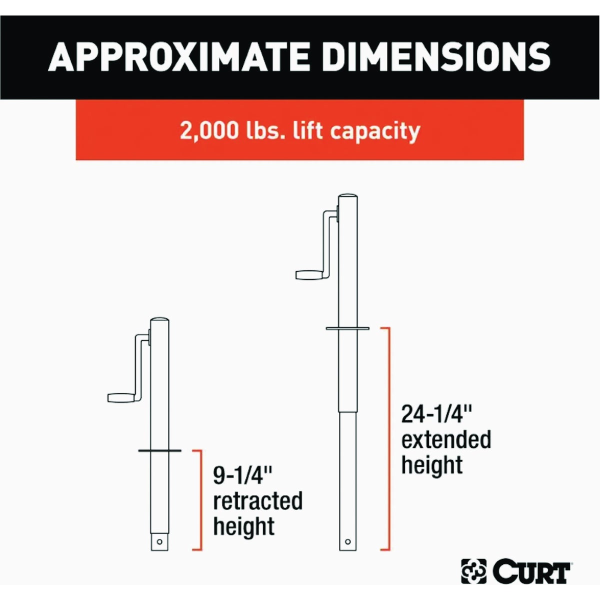 Curt 2000 Lb. A-Frame Jack With Side Handle, 14-1/2 In. Travel Image 5