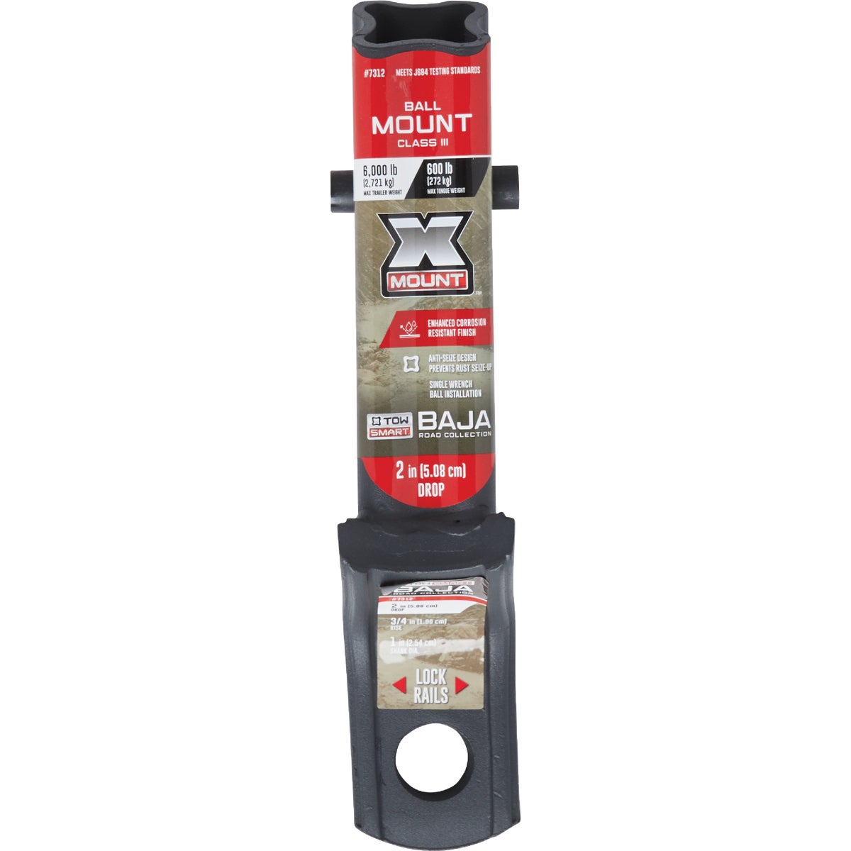 TowSmart Baja X-Mount Class III 2 In. Drop Hitch Ball Mount, 6000 Lb. Capacity Image 2