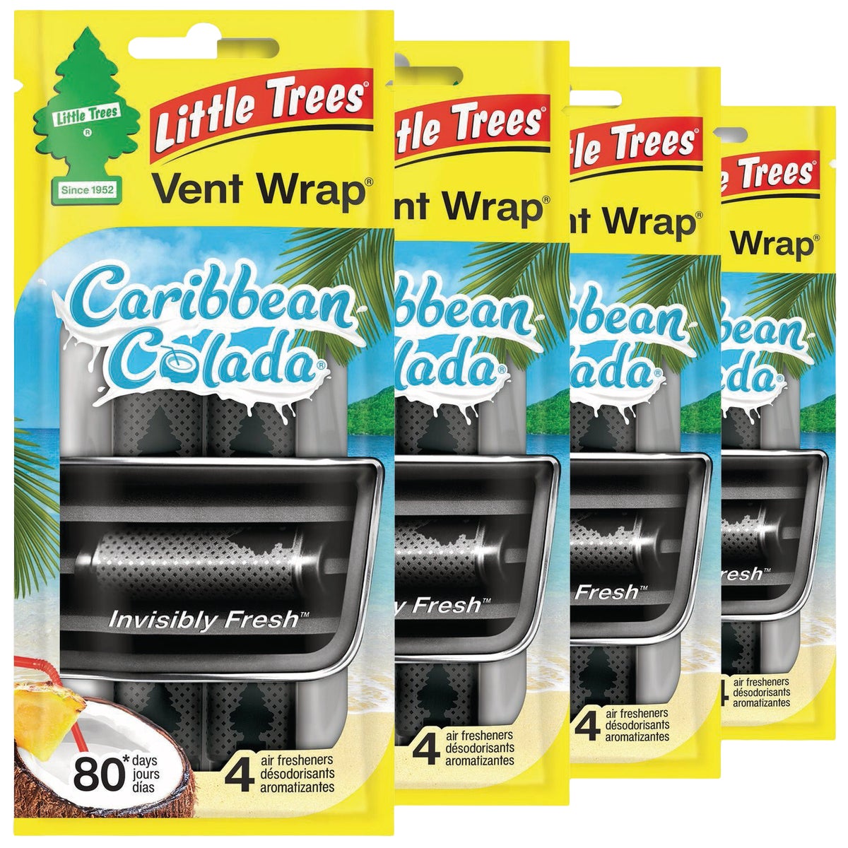Little Trees Caribbean Colada Scent Vent Wrap (4-Pack)