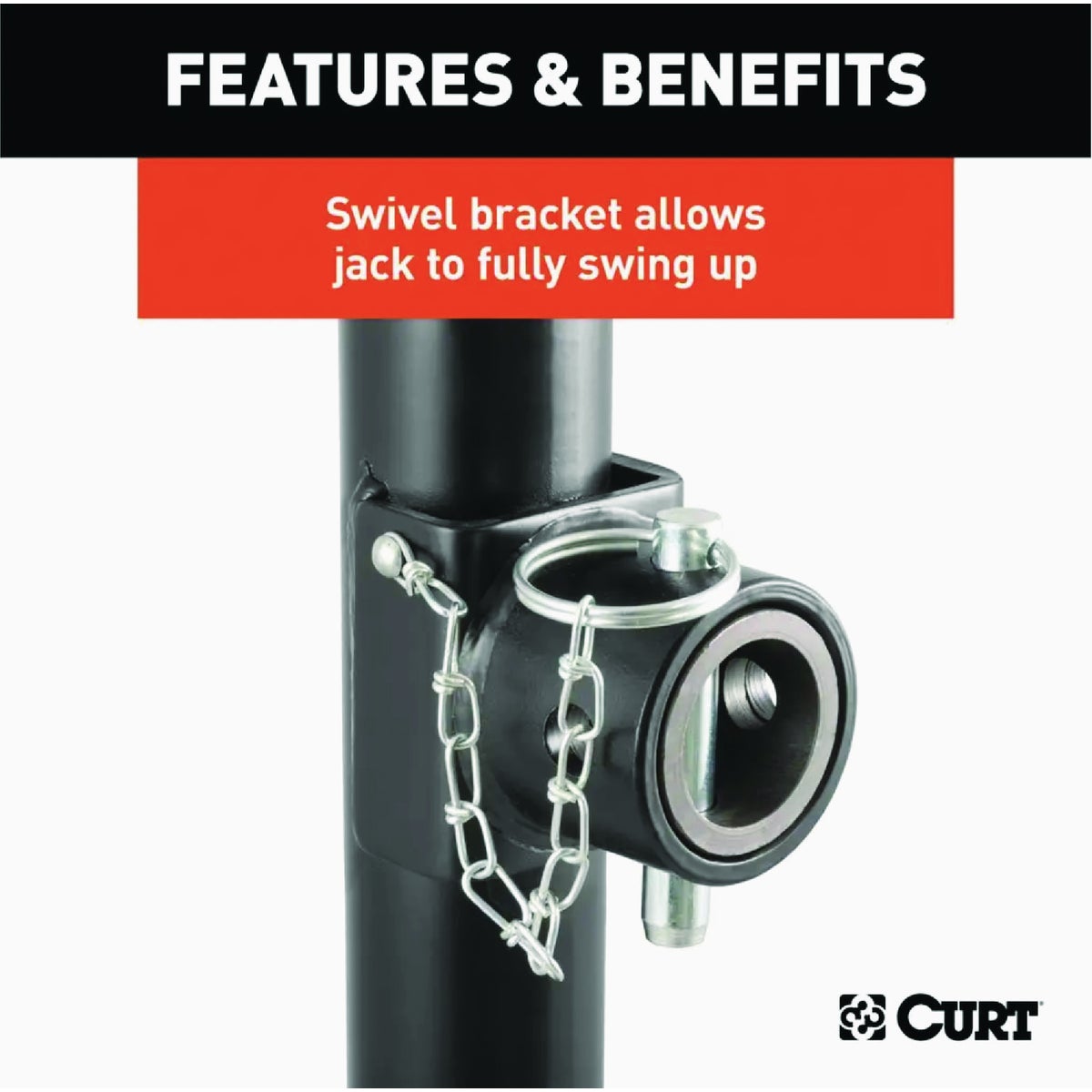CURT 5000 Lb. Pipe-Mount Swivel Trailer Jack with Top Handle, 10 In. Travel Image 4