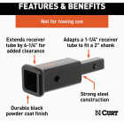 CURT 1-1/4 In. to 2 In. 6-1/4-In. Extension Trailer Hitch Receiver Adapter, 350 lbs Image 3
