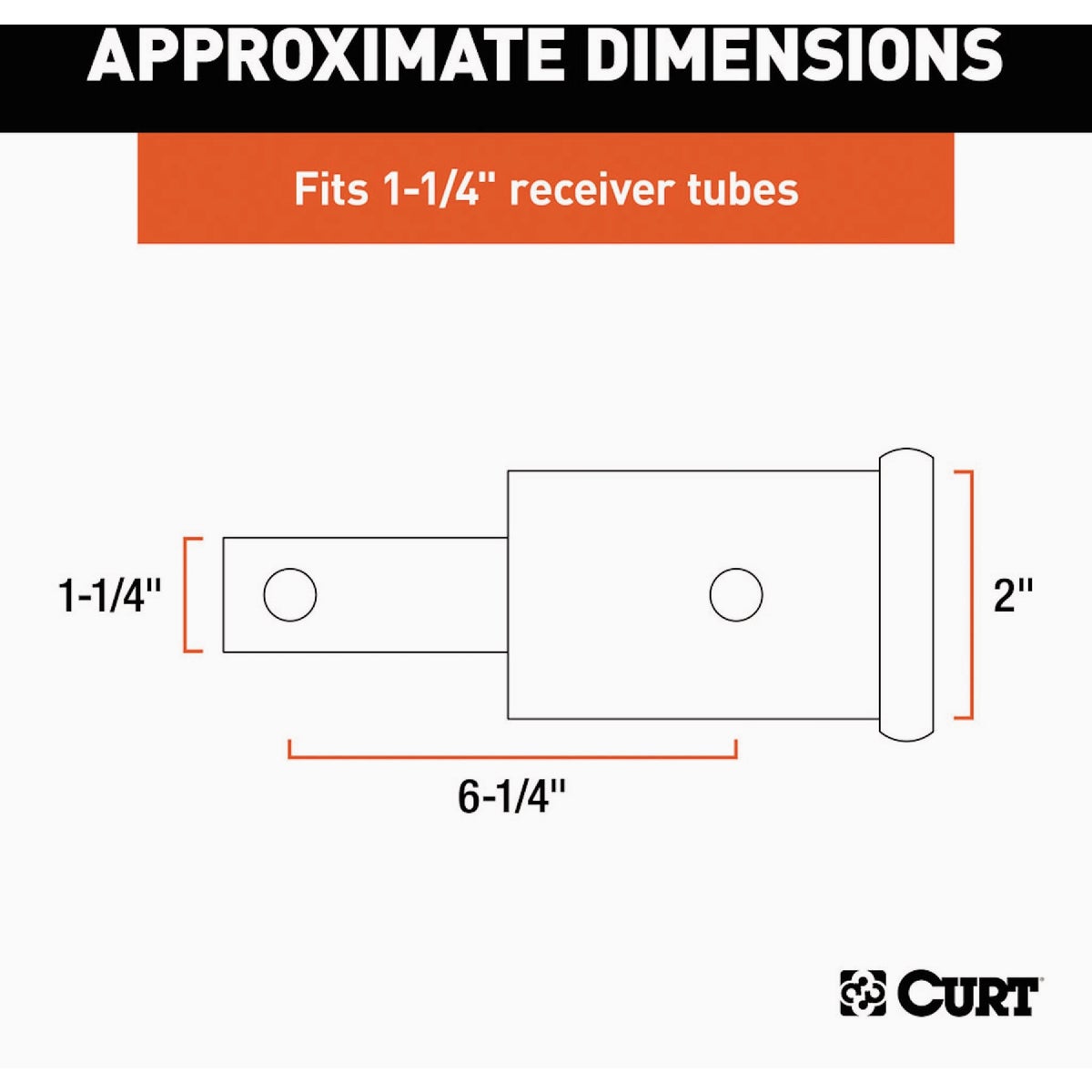 CURT 1-1/4 In. to 2 In. 6-1/4-In. Extension Trailer Hitch Receiver Adapter, 350 lbs Image 2