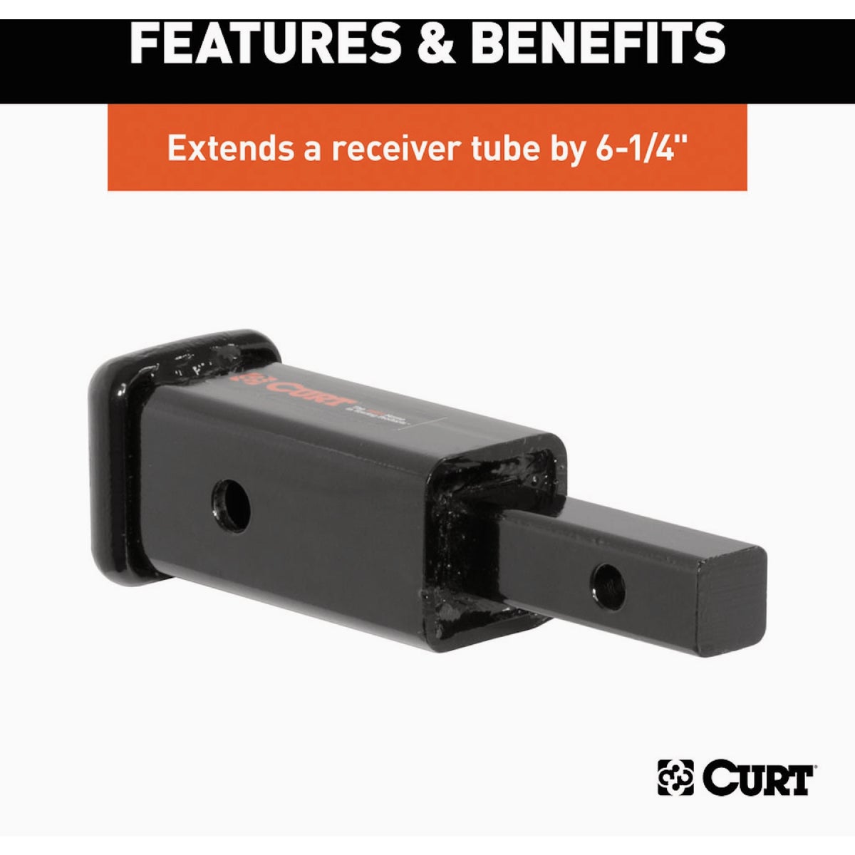 CURT 1-1/4 In. to 2 In. 6-1/4-In. Extension Trailer Hitch Receiver Adapter, 350 lbs Image 4
